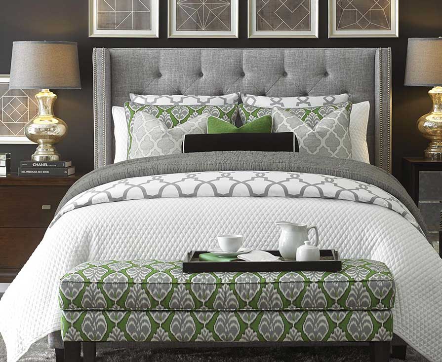 Beautiful bedroom with decorated bed