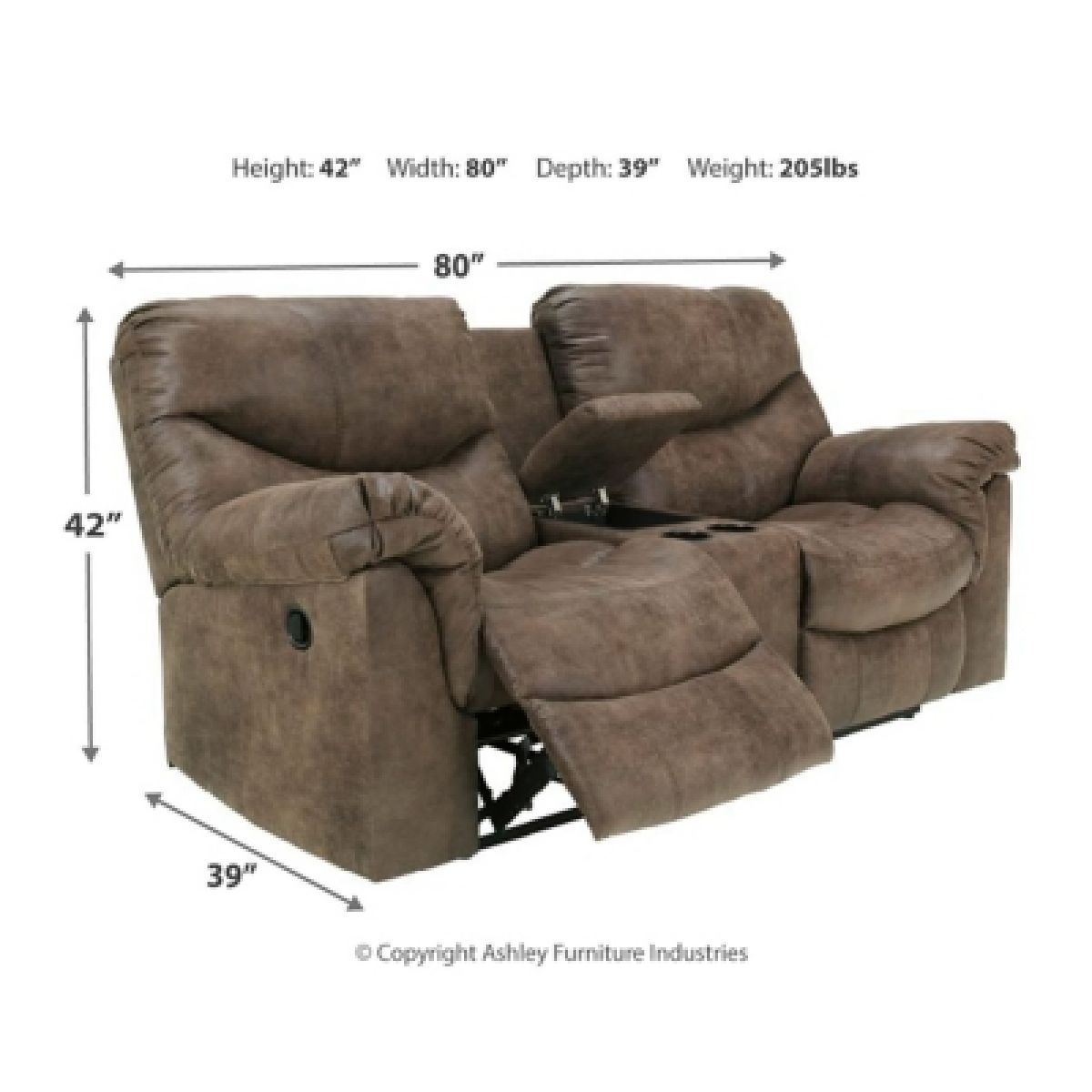 Alzena Reclining Loveseat with Console - Image 5