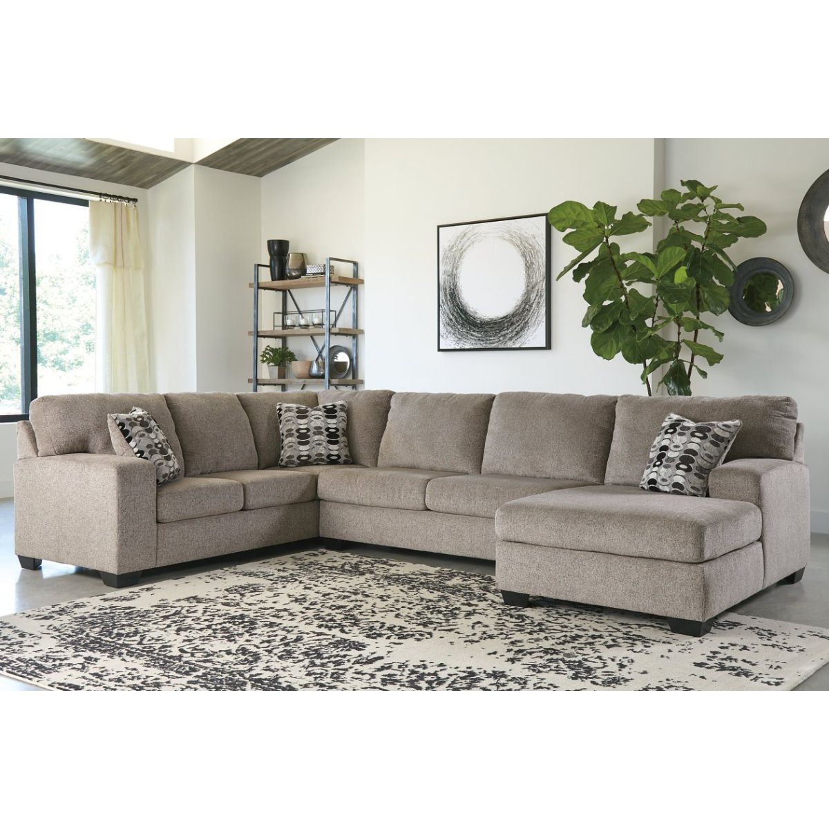 Ballinasloe 3-Piece Sectional with Chaise Smoke Color - Image 2