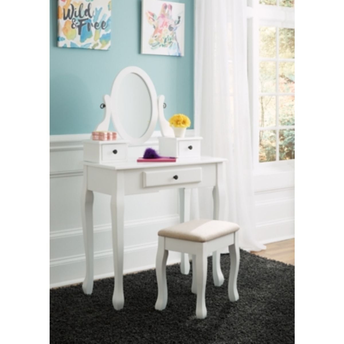 Kaslyn Vanity and Mirror with Stool - Image 6