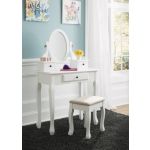 Kaslyn Vanity and Mirror with Stool