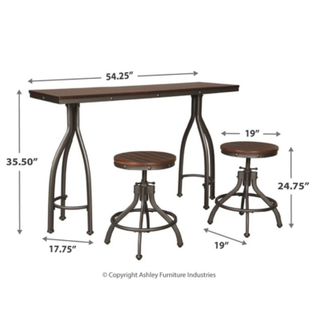 Odium Counter Height Dining Table and Bar Stools (Set of 3) - Image 5