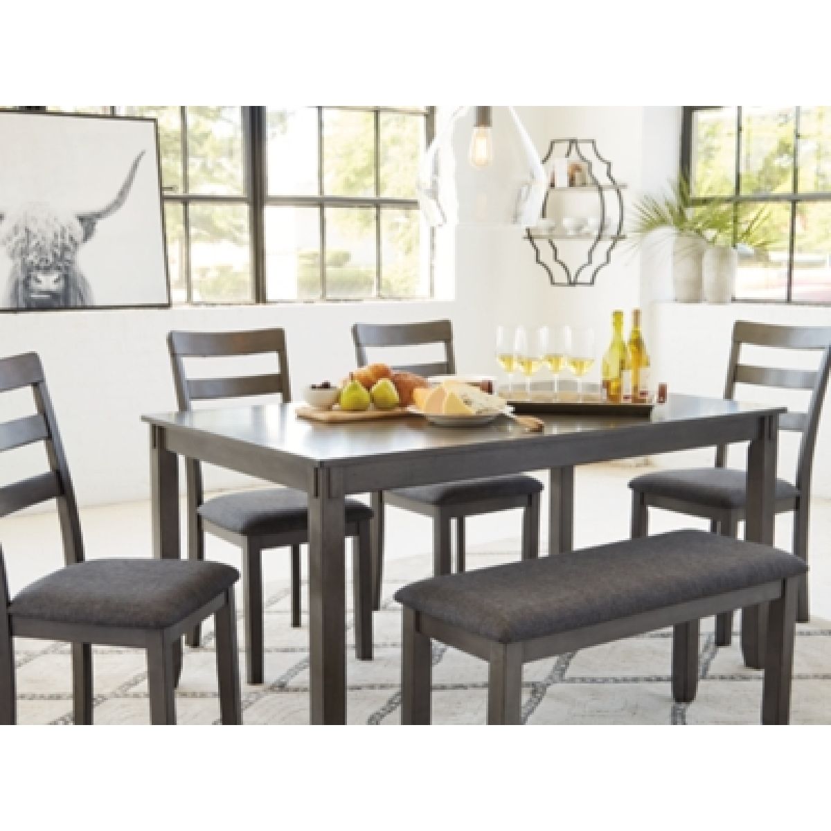 Bridson Dining Table and Chairs with Bench (Set of 6) - Image 8