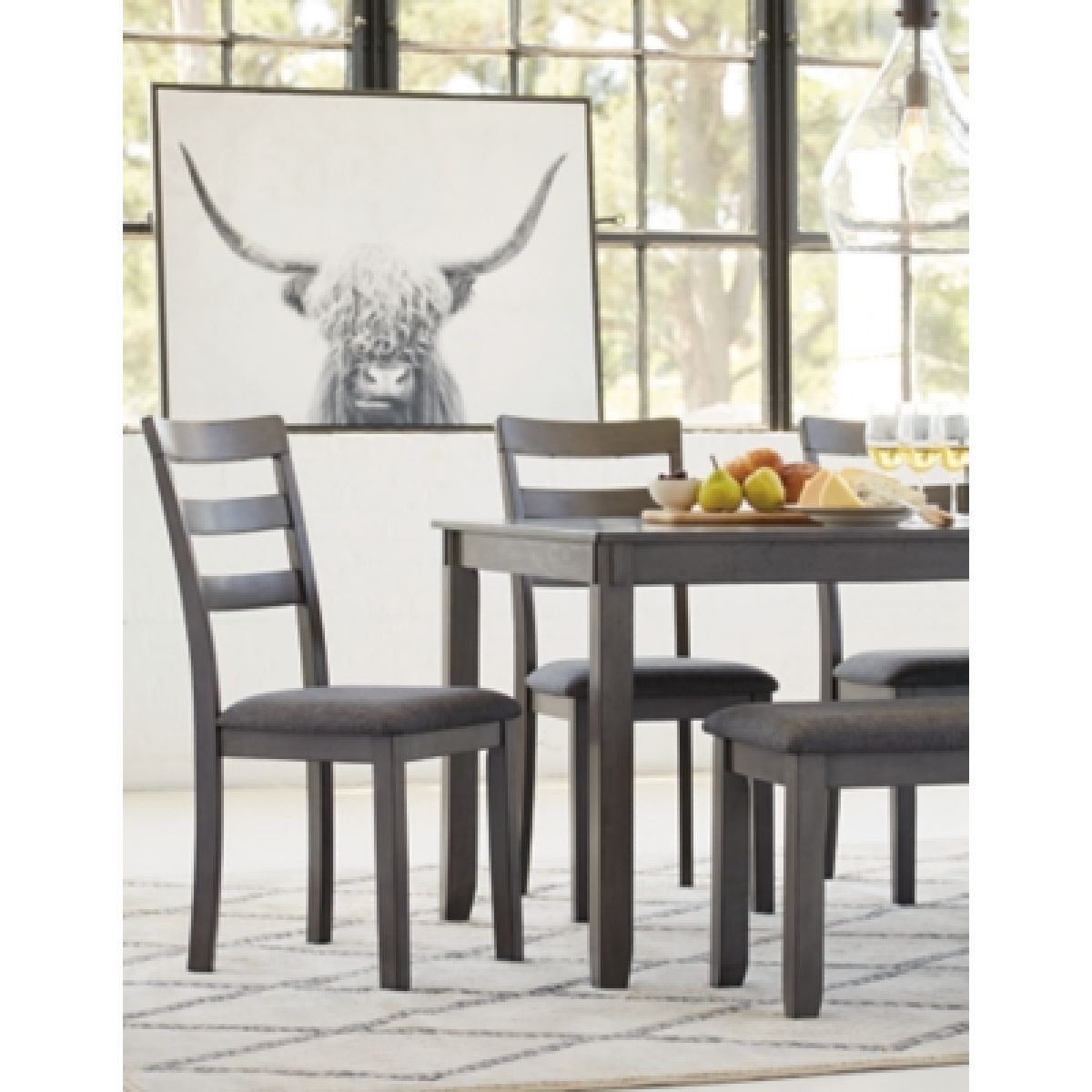 Bridson Dining Table and Chairs with Bench (Set of 6) - Image 9