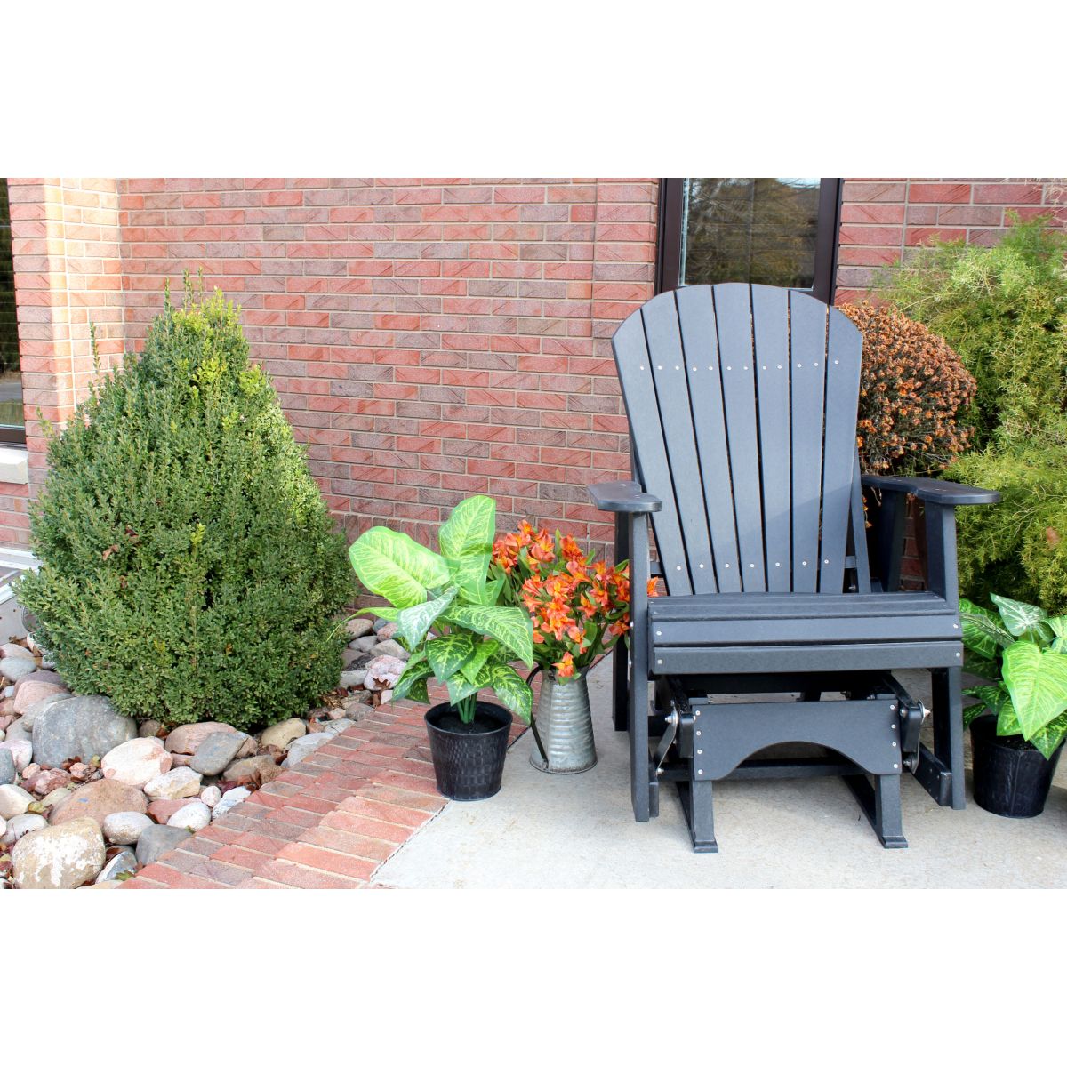 2′ Adirondack Glider in Weathered Wood and Black - Image 2