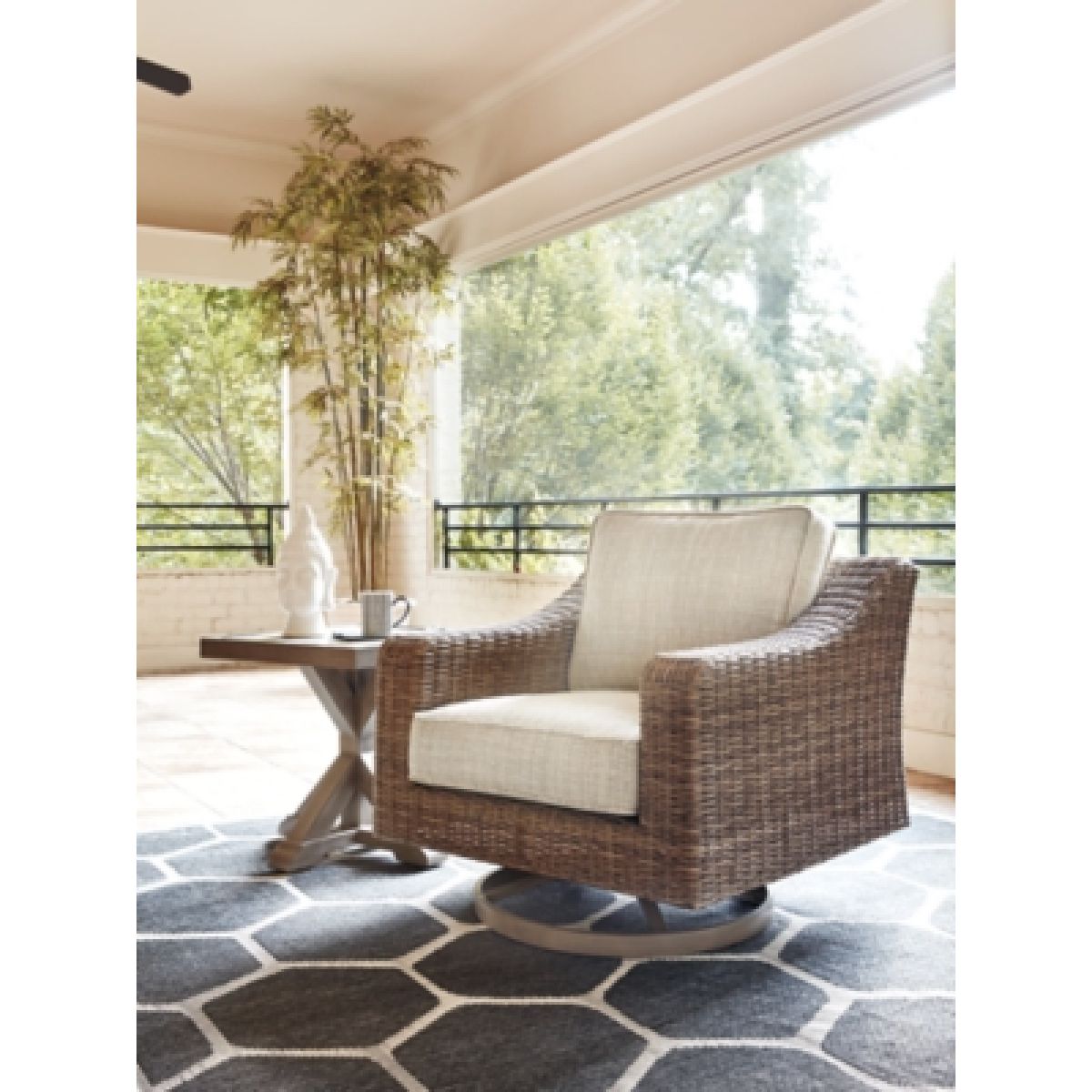 Beachcroft Outdoor Swivel Lounge with Cushion - Image 8
