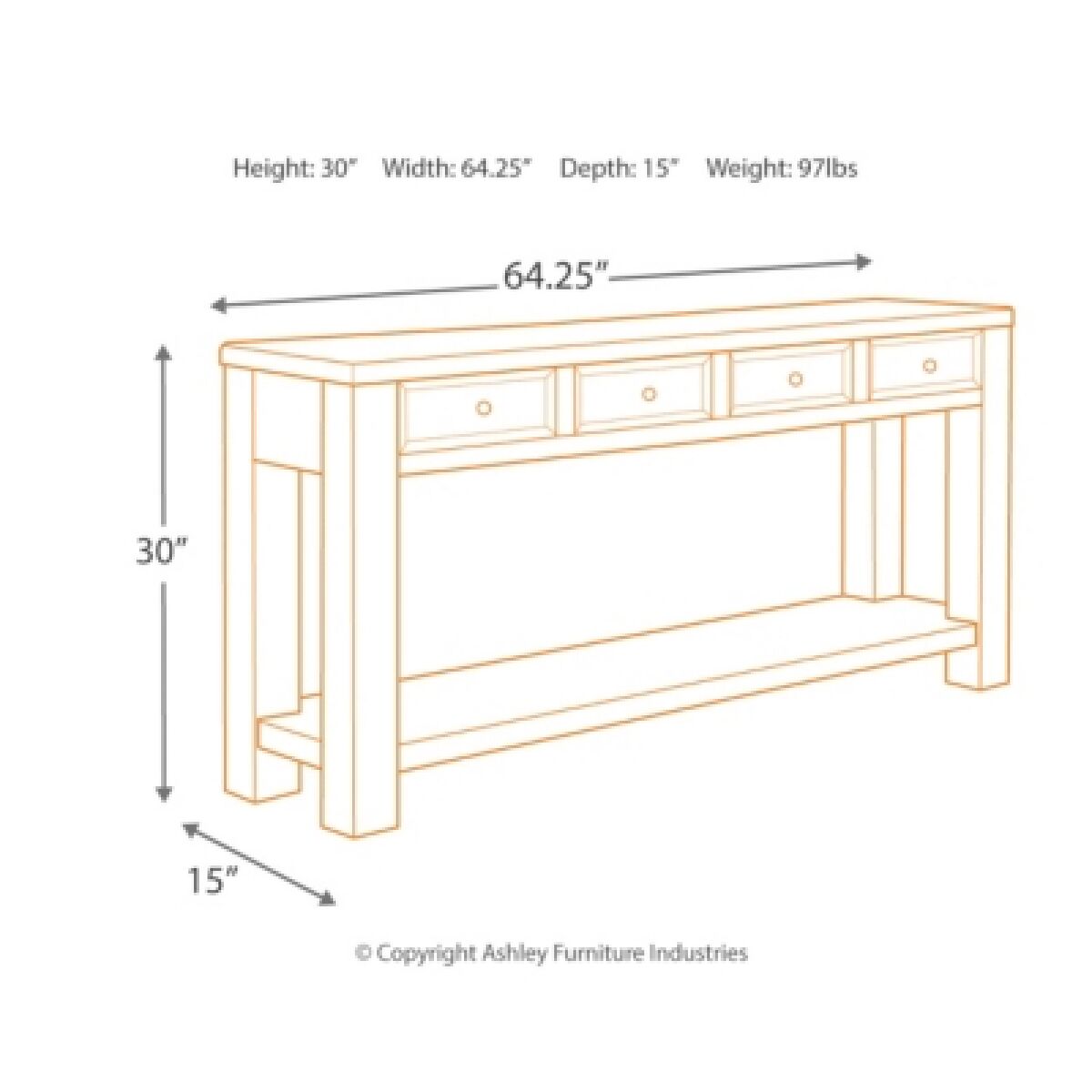Gavelston Sofa/Console Table - Image 5