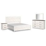 Gerridan King Panel Bed with Mirrored Dresser and Nightstand