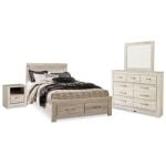 Bellaby Queen Panel Storage Bed, Dresser, Mirror and Nightstand