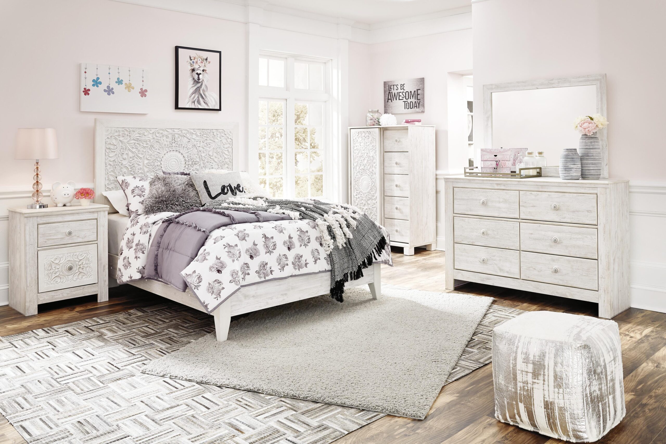 Paxberry Full Panel Bed, Dresser, Mirror and Chest