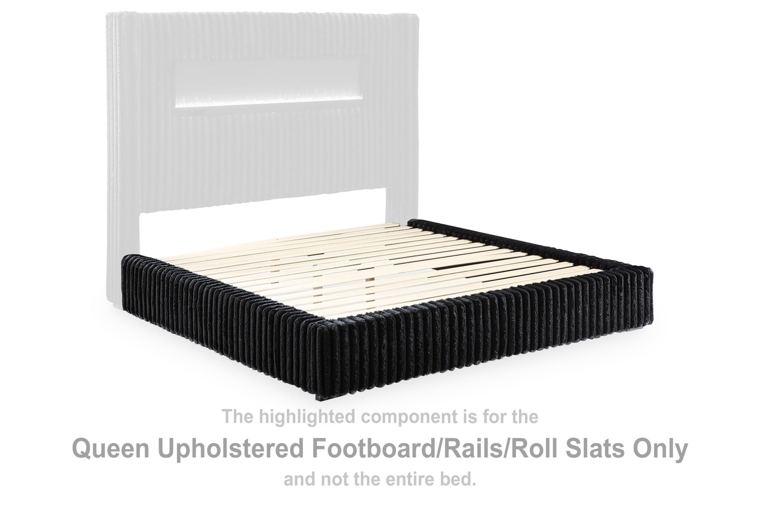 Tayleena Queen Upholstered Footboard/Rails/Roll Slats