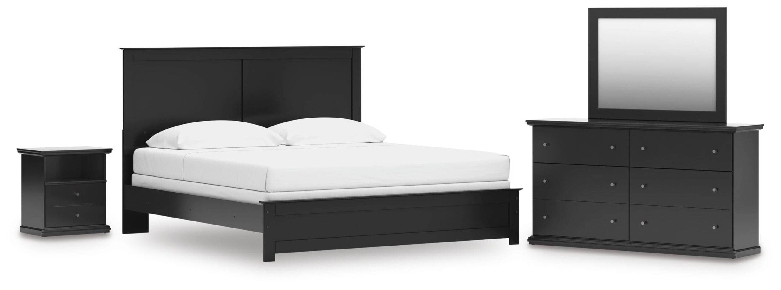 Maribel King Panel Bed, Dresser, Mirror and Nightstand