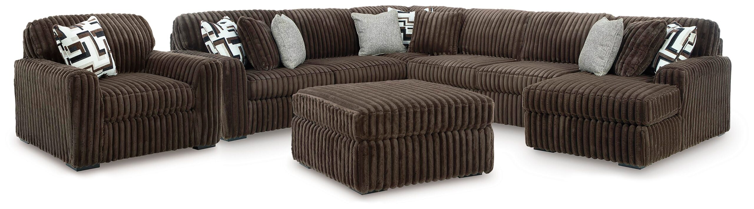 Midnight-Madness 4-Piece Sectional with Chaise, Oversized Chair and Ottoman