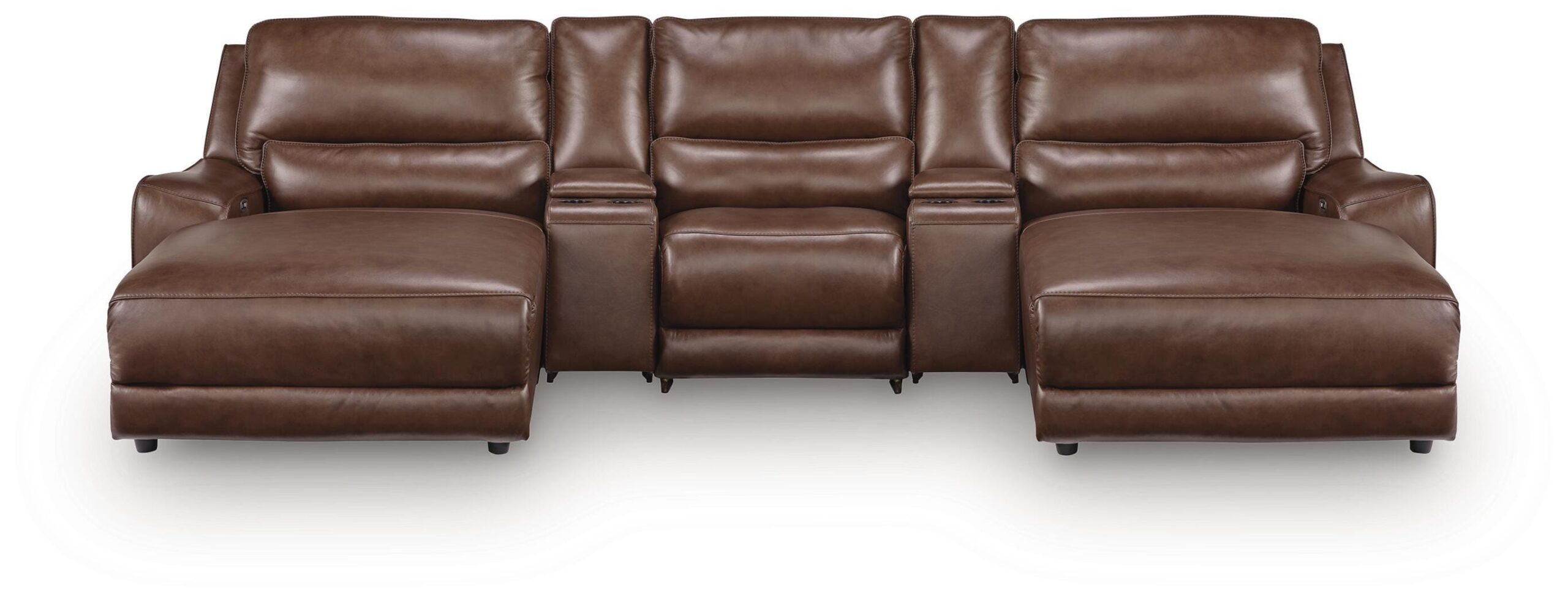 DeepWakes 5-Piece Reclining Sectional with Double Chaise and Storage Consoles