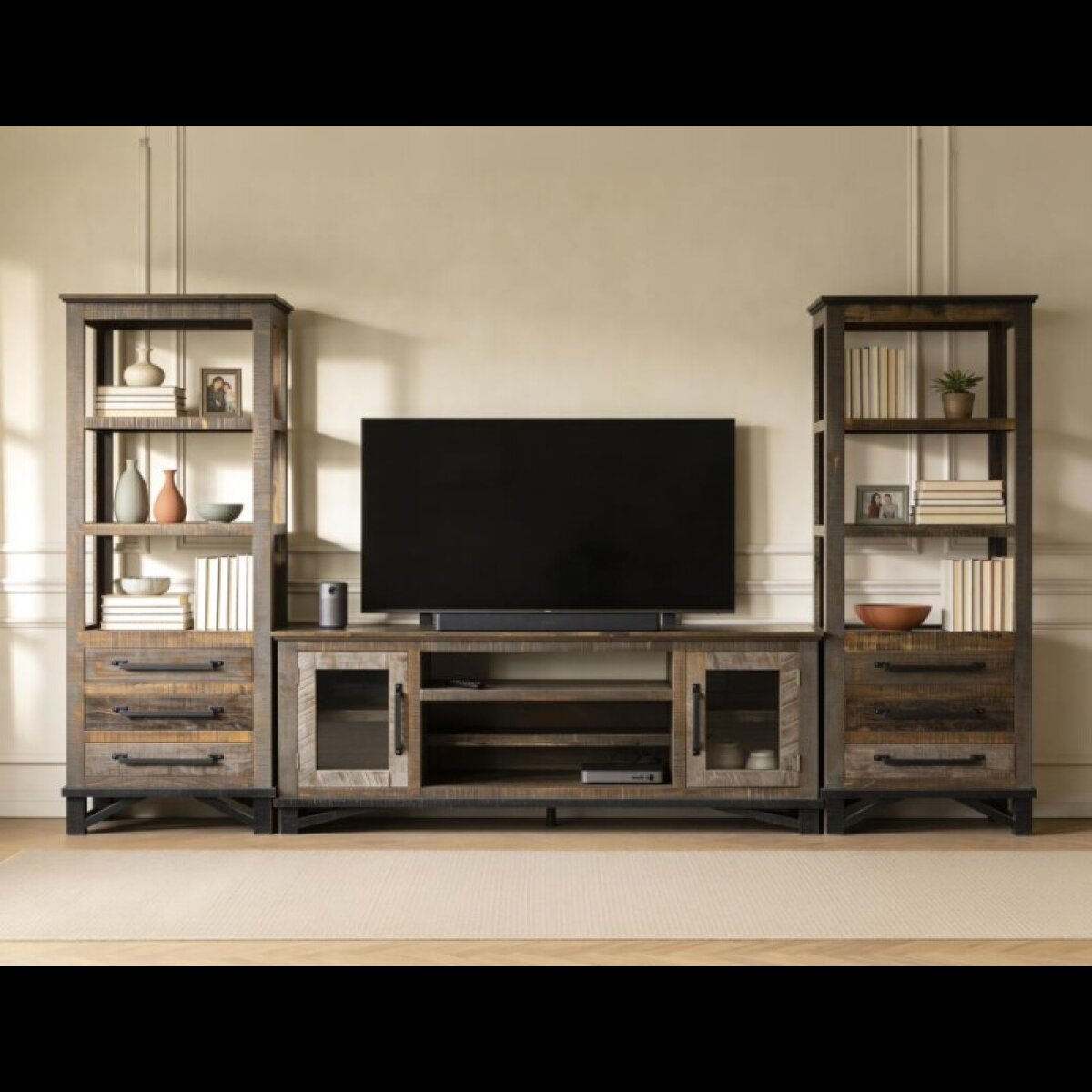 Loft Brown 2 Door TV Stand for Wall Unit - Image 4